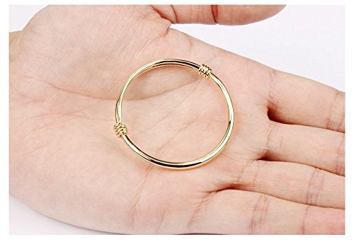 Eymi Children Jewelry 18k Gold Plated Bangle Bracelet for Toddlers Gift Safe Easy Adjustable 4.7" - 5.9" (A: 1 Pcs(Style 1)) - Image 4