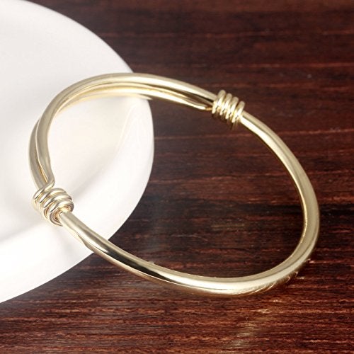 Eymi Children Jewelry 18k Gold Plated Bangle Bracelet for Toddlers Gift Safe Easy Adjustable 4.7" - 5.9" (A: 1 Pcs(Style 1)) - Image 3