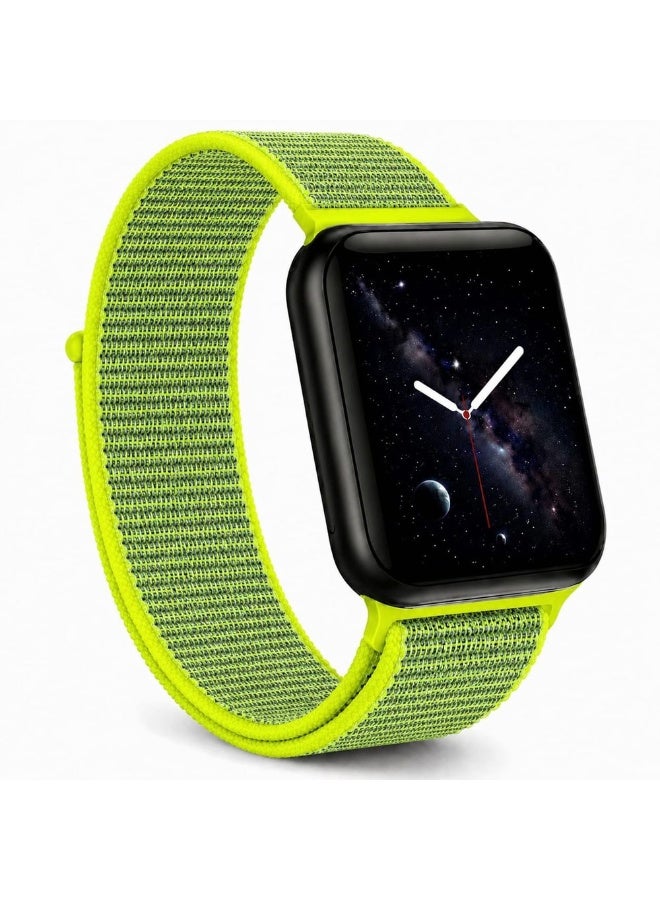 MARGOUN Breathable Nylon Sport Loop Band Compatible with Apple Watch 44mm 45mm 46mm 49mm for Women Men, iWatch Wrist Straps for Ultra 3 2, Se, Series 11 10 9 8 7 - Neon Green - Image 1