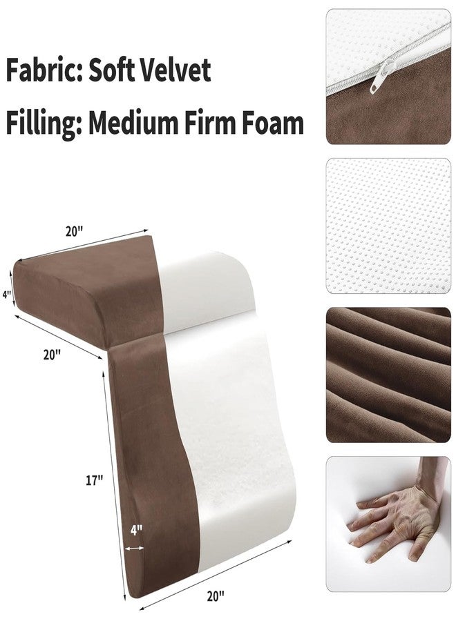 HOMBYS Foam Recliner Cushion with Leg Pillow for Elderly Large Square Seat Cushion Wave Shape Footrest for Armchairs Couch, Medium Thick & Supportive, Non-Slip Design, Coffee Color - Image 2