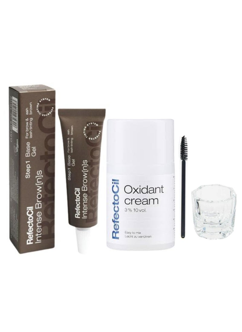 Refectocil Refectocil - Intense Brown Cream Kit, Cream oxidant 3%, mascara wand and dappen jar  - Image 1