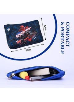 Kuber Industries Kuber Industries Pack of 3 Pencil Pouch | Square Stationary Pencil Case | Pen-Pencil Box for Kids | School Geometry Pouch | Pencil Utility Bag | Zipper Pencil Organizer | Marvel Spider-Man | Navy Blue  - Image 3