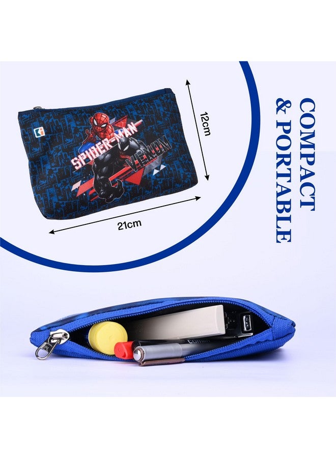 Kuber Industries Kuber Industries Pack of 3 Pencil Pouch | Square Stationary Pencil Case | Pen-Pencil Box for Kids | School Geometry Pouch | Pencil Utility Bag | Zipper Pencil Organizer | Marvel Spider-Man | Navy Blue  - Image 3