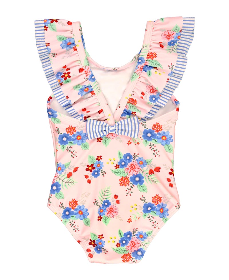 RuffleButts Coastal Breeze Floral Ruffle V-Back One Piece - 5 - Image 2