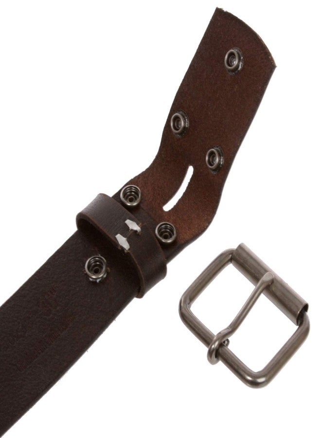 Beltiscool 1 3/4" snap on Embossed Vintage Cowhide Thick Leather Casual Jean Belt, Dark Brown | 34" - Image 3