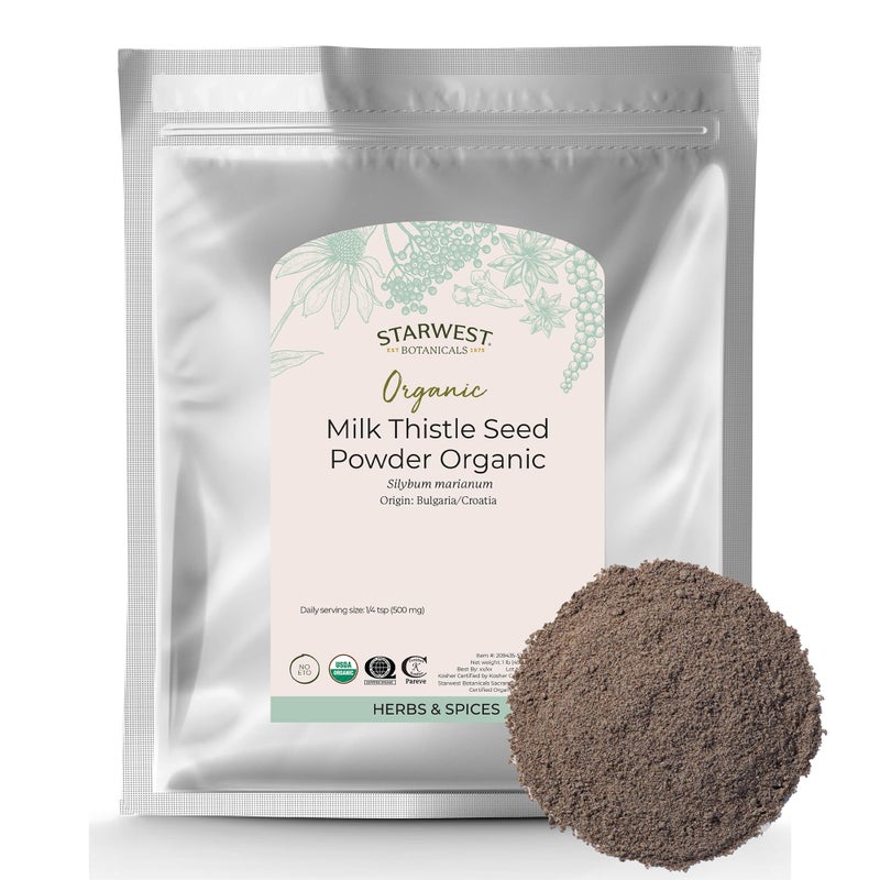 Starwest Botanicals Starwest Botanicals Organic Milk Thistle Seed Powder Ground Milk Thistle for Tea Cooking Mix in Juice Add to Smoothies Oatmeal Yogurt Certified Kosher NonGMO Bulk 1 lb Bag 
