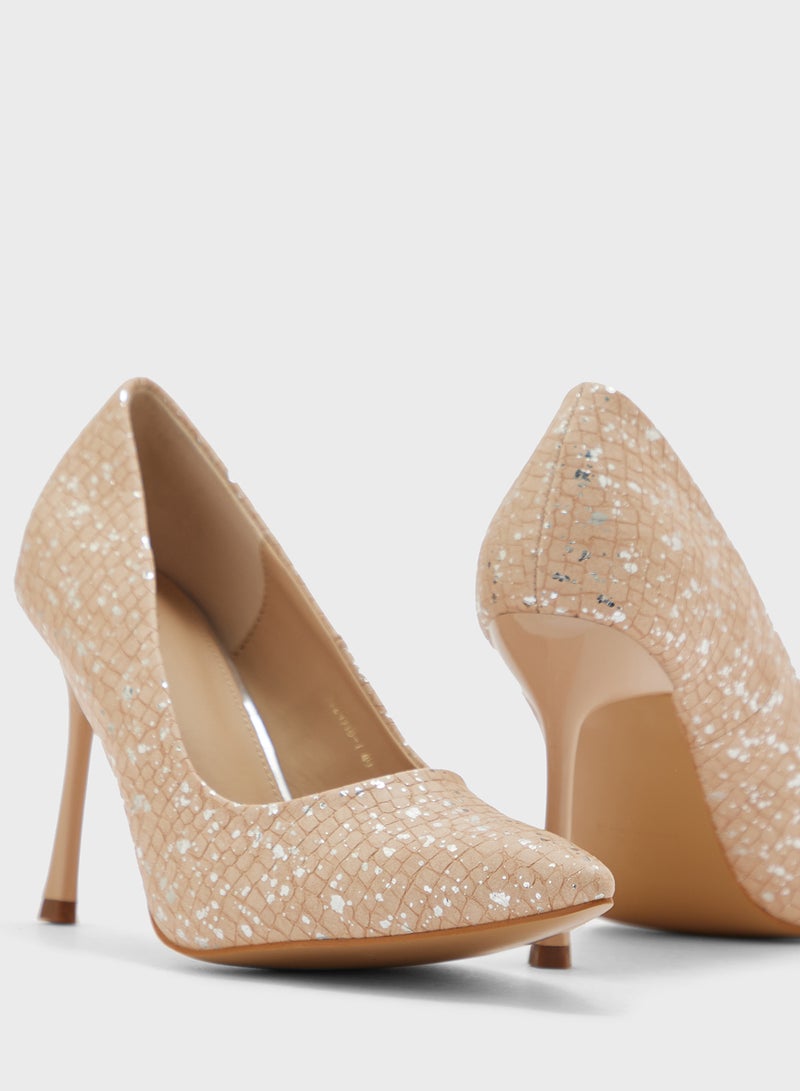 ايلا كعب كلاسيكي معدني بنسيج مميز - Image 4