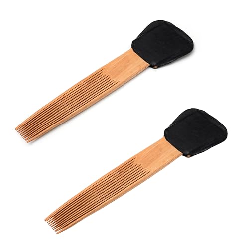 WoCra® Wooden Fine-Tooth Dust-Lice Comb | Wooden Nit Comb | Perfect Eerukuli For Lice Eeru Nits Eggs Bugs Removal from Hairs | Natural Wooden Handmade Erukuli Eeroli for Men Women Kids | 22 cm size | ( Pack of 2 ) - Image 1