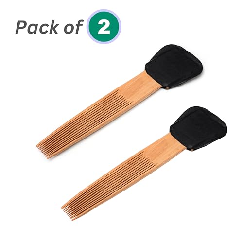 WoCra® Wooden Fine-Tooth Dust-Lice Comb | Wooden Nit Comb | Perfect Eerukuli For Lice Eeru Nits Eggs Bugs Removal from Hairs | Natural Wooden Handmade Erukuli Eeroli for Men Women Kids | 22 cm size | ( Pack of 2 ) - Image 2
