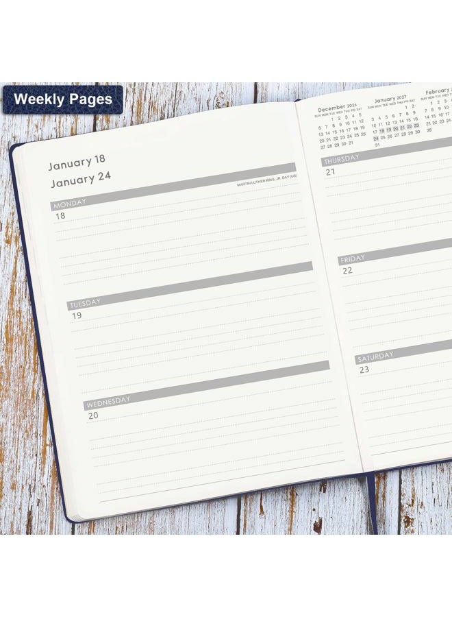 Lemome 2026 Planner - Jan 2026 - Dec 2026, 2026 Planner Weekly and Monthly, 8.5" x 11", Pen Holder, Calendar Stickers, Pocket, 25 Notes Pages, Faux Leather Cover, A4 Premium Paper - Blue - Image 4