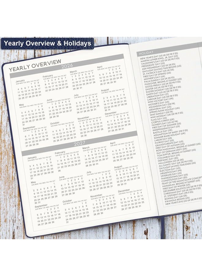 Lemome 2026 Planner - Jan 2026 - Dec 2026, 2026 Planner Weekly and Monthly, 8.5" x 11", Pen Holder, Calendar Stickers, Pocket, 25 Notes Pages, Faux Leather Cover, A4 Premium Paper - Blue - Image 5