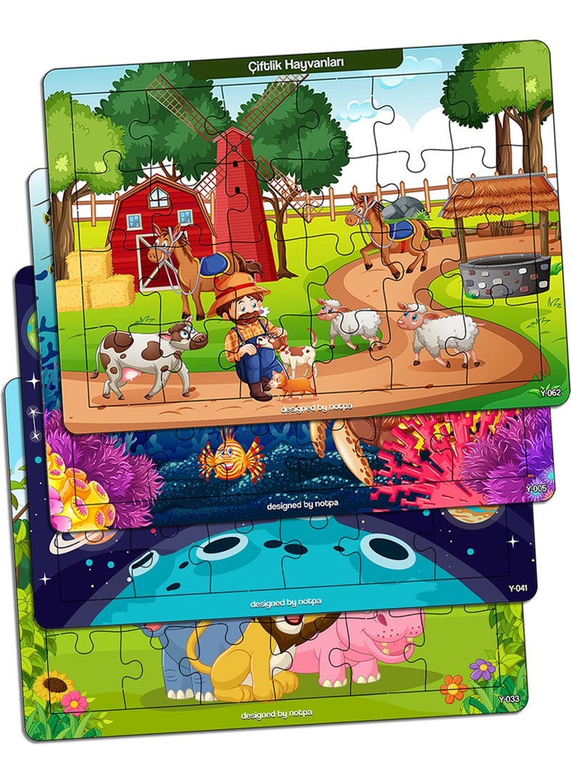KutuTR Notpa Educational and Tutorial Wooden 24 Piece Colorful Puzzle Set of 4 for Children 11  - Image 1