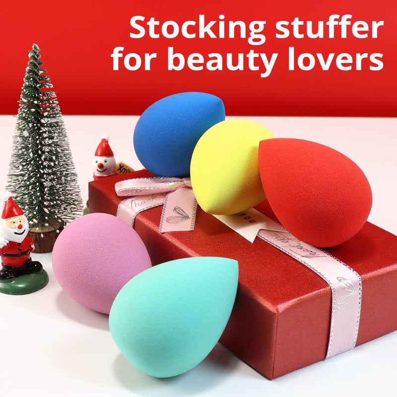 BEAKEY Makeup Sponge Set 5 Pack Micro Porous Low Absorption Soft Latex Free Foundation Beauty Sponges & Blenders for Powder Cream, Stocking Stuffers for Women - Image 2