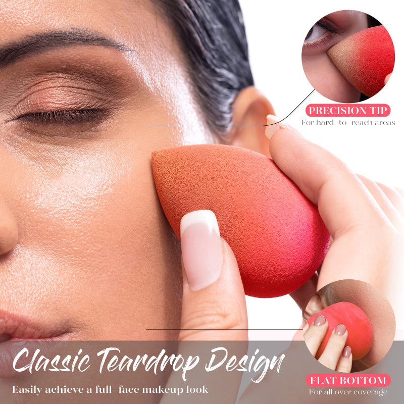 BEAKEY Makeup Sponge Set 5 Pack Micro Porous Low Absorption Soft Latex Free Foundation Beauty Sponges & Blenders for Powder Cream, Stocking Stuffers for Women - Image 5