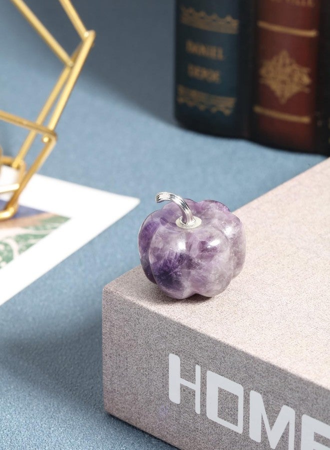 Jovivi Amethyst Crystal Pumpkin Figurine, 1.2" Mini Carved Gemstone Pumpkin Statue Decor Healing Stones Decorative Ornaments for Fall Harvest Thanksgiving Halloween Decorations Home Decor - Image 2