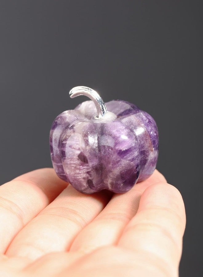 Jovivi Amethyst Crystal Pumpkin Figurine, 1.2" Mini Carved Gemstone Pumpkin Statue Decor Healing Stones Decorative Ornaments for Fall Harvest Thanksgiving Halloween Decorations Home Decor - Image 3