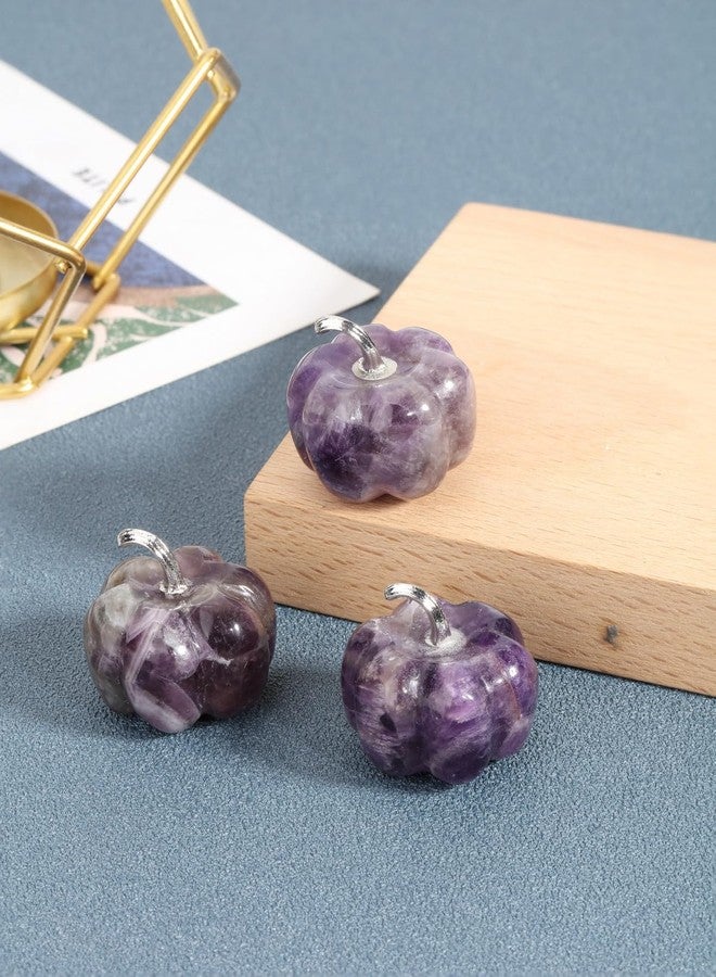 Jovivi Amethyst Crystal Pumpkin Figurine, 1.2" Mini Carved Gemstone Pumpkin Statue Decor Healing Stones Decorative Ornaments for Fall Harvest Thanksgiving Halloween Decorations Home Decor - Image 4