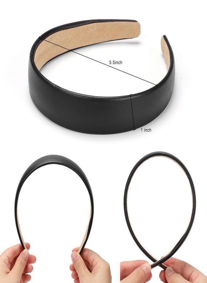 WantGor 1 Inch PU Leather Headband, Wide Padded Hairband Fashion Hair Bands - Image 3