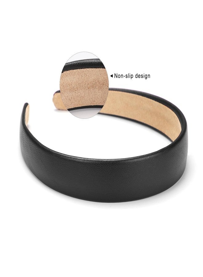 WantGor 1 Inch PU Leather Headband, Wide Padded Hairband Fashion Hair Bands - Image 4