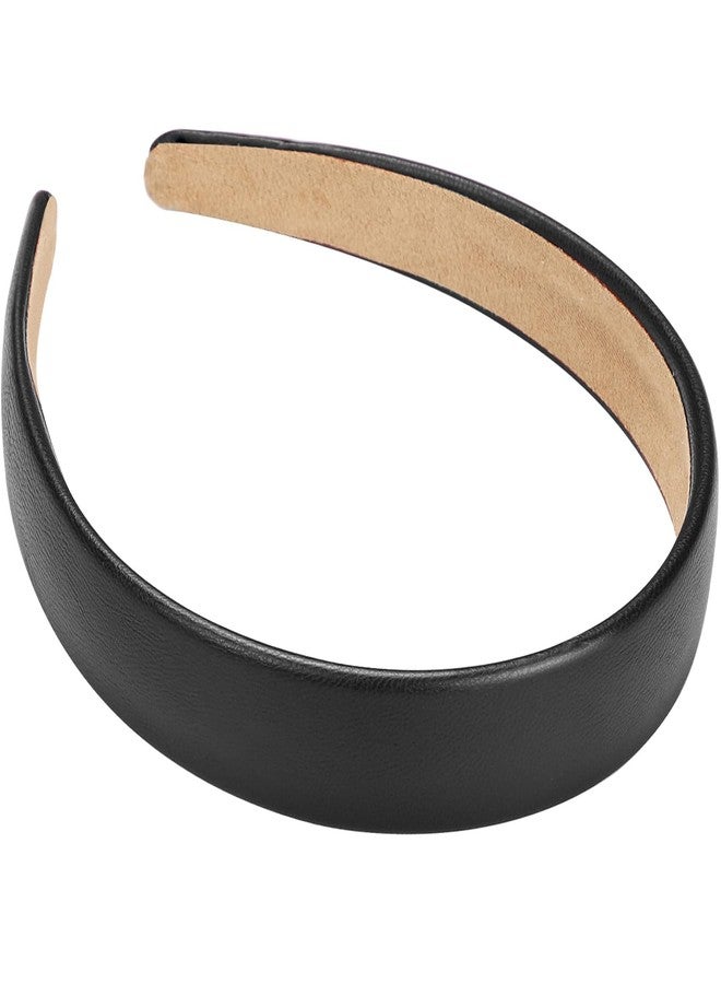 WantGor 1 Inch PU Leather Headband, Wide Padded Hairband Fashion Hair Bands - Image 1