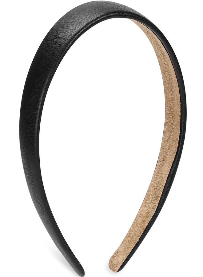 WantGor 1 Inch PU Leather Headband, Wide Padded Hairband Fashion Hair Bands - Image 2