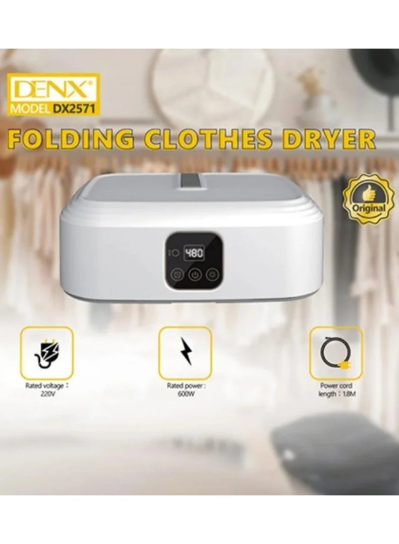 دينكس مجفف ملابس مطور كهربائي متنقل صغير و يركب بوضع عمودي عبر خطاف مخفي لتعليق المجفف و عند الانتهاء منه يصبح قابل للطي بسهوله عمله توزيع الهواء الساخن بتقنية الدوران الحراري الذكي يوزعه بالتساوي داخل كيس التجفيف للحفاظ على جودة القماش و حماية الملابس من الانكماش او التلف مثالي للأقمشة الحساسة و القطنية و ملابس الاطفال والملابس اليومية تصميم عملي و انيق يجمع بين الجوده و الامان و موفر للطاقة و يعمل بدون صوت مزعج سهل التخزين و سهل الاستخدام التحكم عبر شاشة لمس ذكية رقمية لضبط درجة الحرارة و مدة التشغيل و مرفق معه جهاز تحكم عن بعد مناسب لسكن العائلات او العزاب او سكن الطلاب او العمال او او المجمعات السكنية او الاسترحات او الشاليهات يفيد في السفر لتوفير وقت قياسي سريع لتجفيف الملابس و جعل ملابسك جاهزة في وقت قياسي وبدون قلق مع مجفف الملابس الذكي - Image 2
