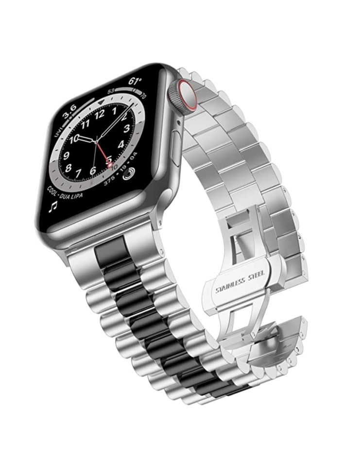 Replacement Band Compatible with Apple Watch 45mm / 44mm / 42mm, Stainless Steel Solid Strap Metal Bracelet for Apple Watch Series 7/6/5/4/3/2/SE - Image 1