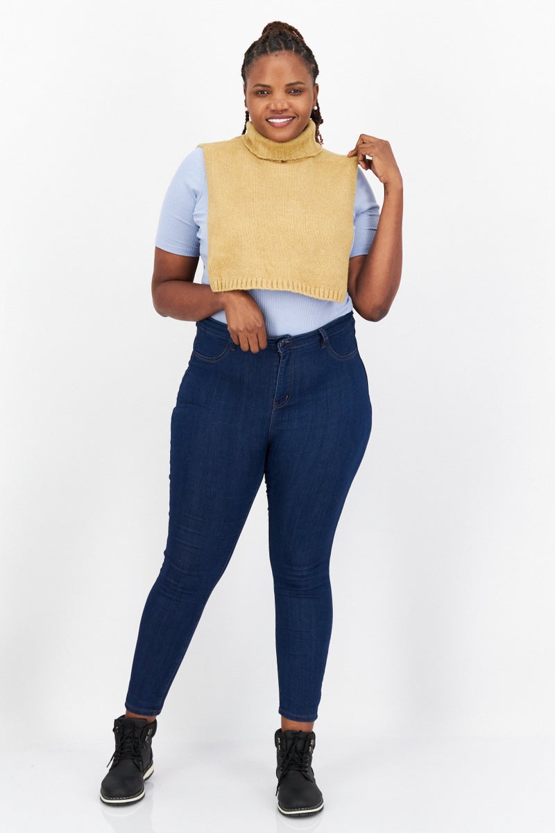 NA-KD سترة بيسك بلا أكمام بقلنسوة عالية من مزيج الألباكا للنساء، بيج - Image 2