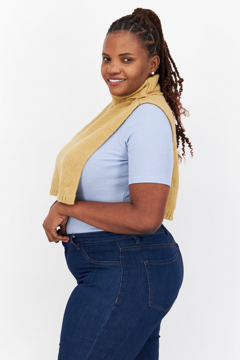 NA-KD سترة بيسك بلا أكمام بقلنسوة عالية من مزيج الألباكا للنساء، بيج - Image 4