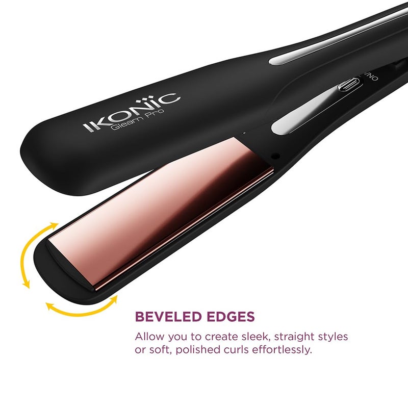 Ikonic Gleam Pro Hair Straightener Black Super slim 15 inch plates Ergonomically slim Digital temperature control Automated Shut Off Safety  Advanced Rose Gold Titanium surface Quick Heat - Image 4