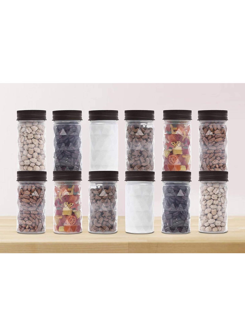SIMPARTE SIMPARTE Mini Size Set of 12225ML Twister Airtight Plastic Jar Clear Diamond Checkers Container for Spice Condiments Masala Seasoning Oregano Chilli Flakes BPA Free  - Image 2