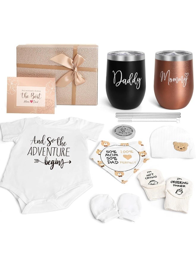 Suhctuptx New Mom Gifts for Women, Top Pregnancy Gifts for New Parents Gender Reveal Gifts with Mom and Dad Tumbler Set for First Time Moms, Expecting Parents to Be, Gender Reveal, Baby Shower - Image 1