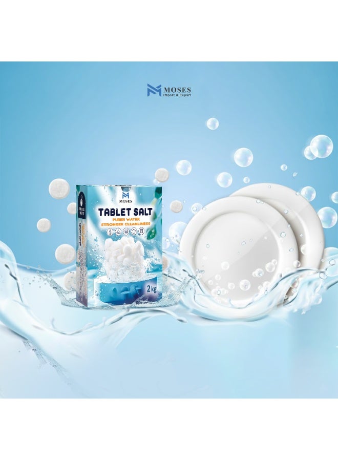 أقراص ملح غسالة الصحون من موسيز ، ٢ كجم - ملح لتليين الماء في غسالات الصحون، يمنع تراكم الترسبات الكلسية، يحسن أداء التنظيف ولمعان الأطباق، بدون رائحة - Image 3