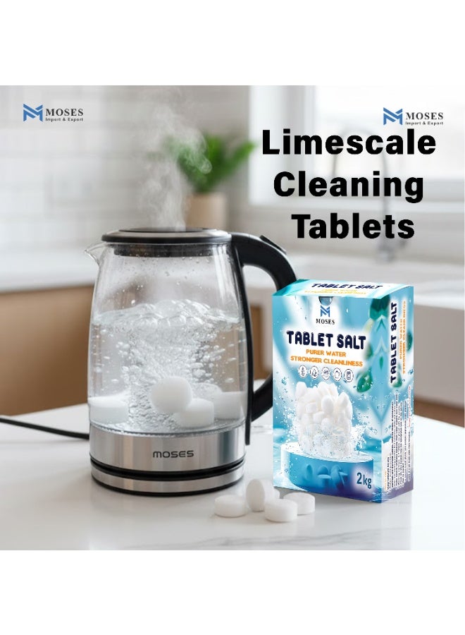 أقراص ملح غسالة الصحون من موسيز ، ٢ كجم - ملح لتليين الماء في غسالات الصحون، يمنع تراكم الترسبات الكلسية، يحسن أداء التنظيف ولمعان الأطباق، بدون رائحة - Image 4