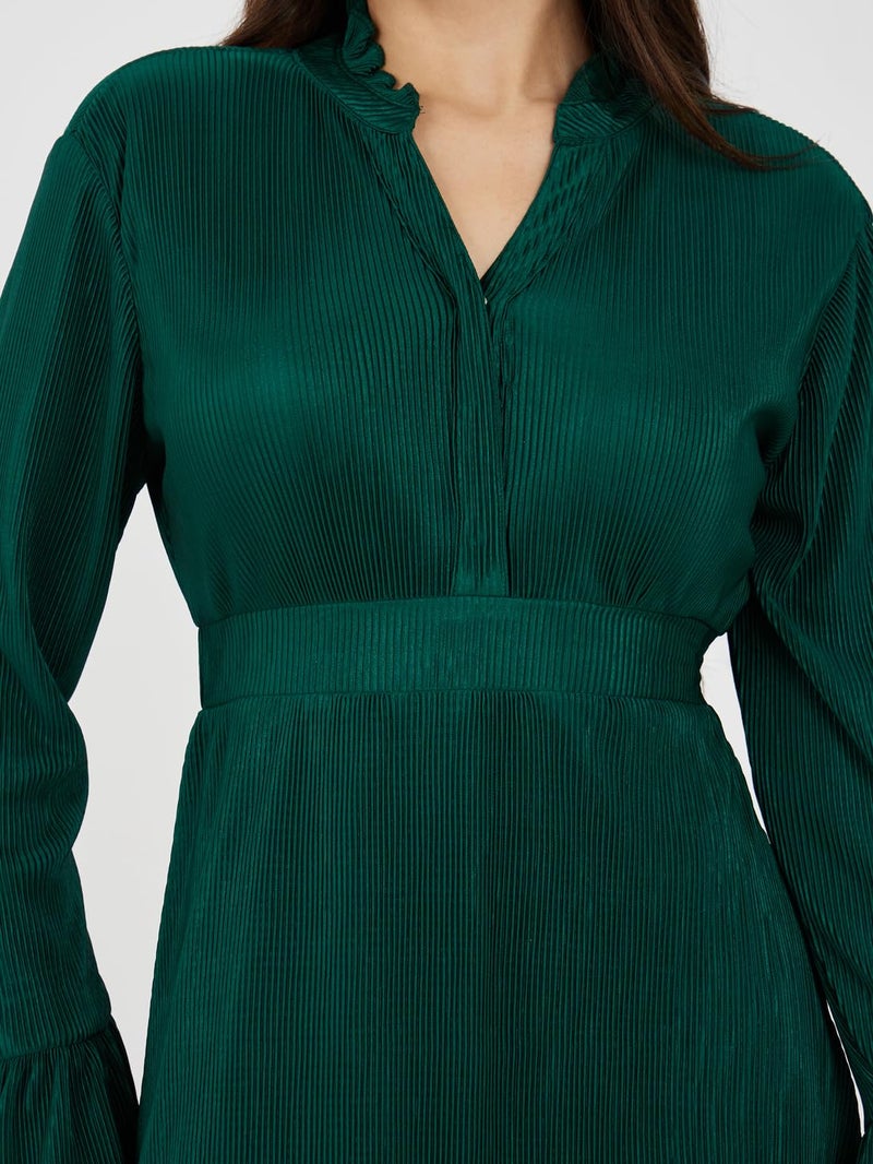 Styli Women's Polyester A-Line Midi Dress (7007607050_Dark Green - Image 4