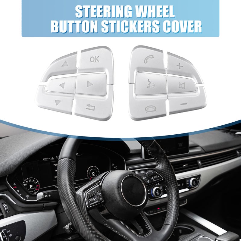 A ABSOPRO Car Steering Wheel Button Stickers Cover Interior Switch Button Decoration Trim for Mercedes Benz GLA CLA GLS GLE CLS SL a B C Silver Tone (Set of 12) - Image 2