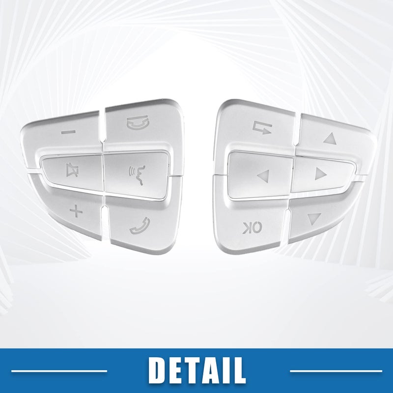 A ABSOPRO Car Steering Wheel Button Stickers Cover Interior Switch Button Decoration Trim for Mercedes Benz GLA CLA GLS GLE CLS SL a B C Silver Tone (Set of 12) - Image 3