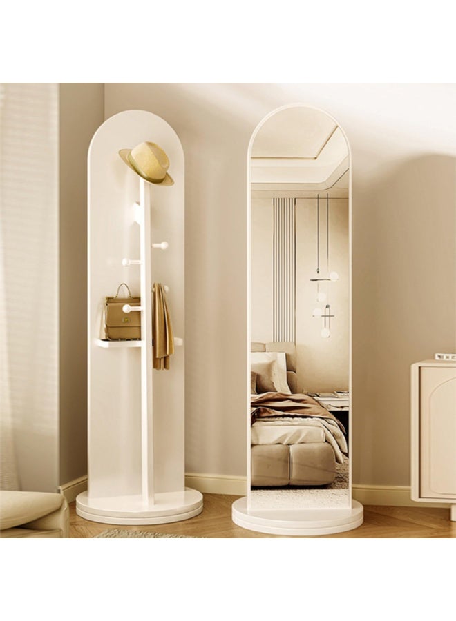 Y&D Full Length Mirror 160 × 30 CM Unique Solid Wood Oversized Floor Mirror with Coat Rack Full Body Mirror for Bedroom Entryway Living Room White - Image 1