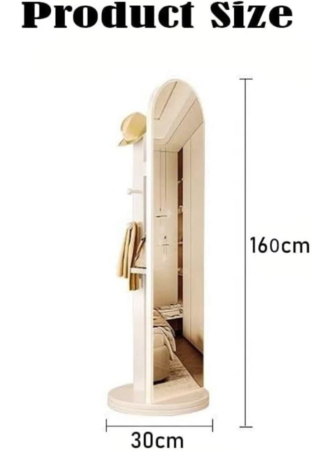 Y&D Full Length Mirror 160 × 30 CM Unique Solid Wood Oversized Floor Mirror with Coat Rack Full Body Mirror for Bedroom Entryway Living Room White - Image 2