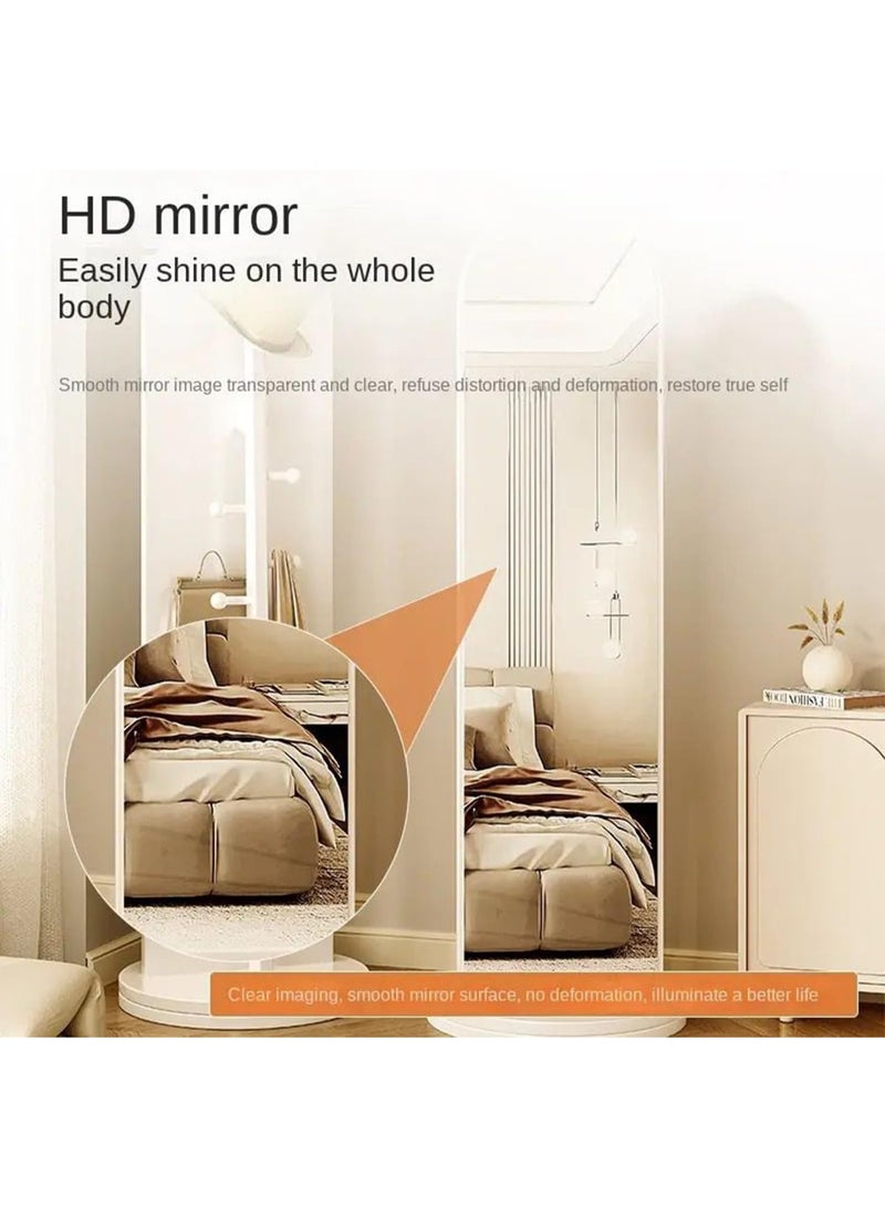 Y&D Full Length Mirror 160 × 30 CM Unique Solid Wood Oversized Floor Mirror with Coat Rack Full Body Mirror for Bedroom Entryway Living Room White - Image 3