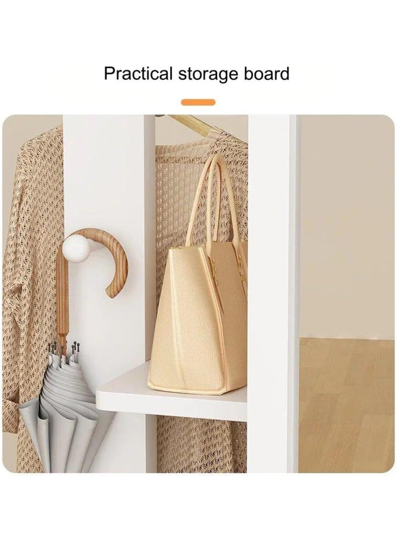 Y&D Full Length Mirror 160 × 30 CM Unique Solid Wood Oversized Floor Mirror with Coat Rack Full Body Mirror for Bedroom Entryway Living Room White - Image 4