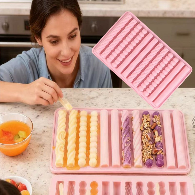 Pink Twisted Long Soft Candy Mold Non Stick High Temperature Resistant Baking Accessory - Image 2
