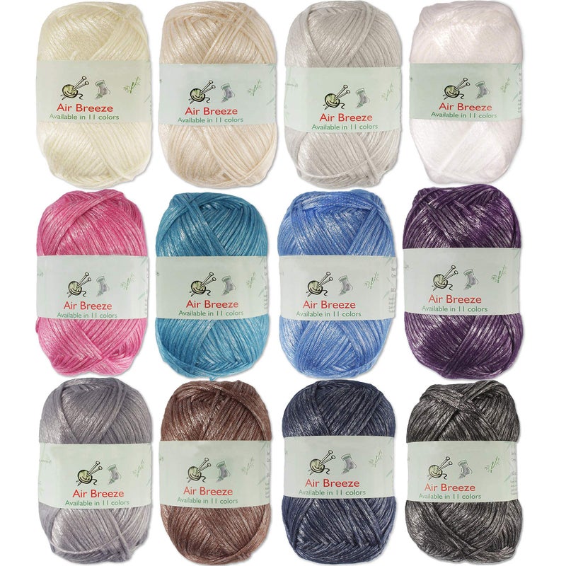 BambooMN JubileeYarn Air Breeze Yarn  50gSkein Sport Acrylic  Variety Package  4 Skeins