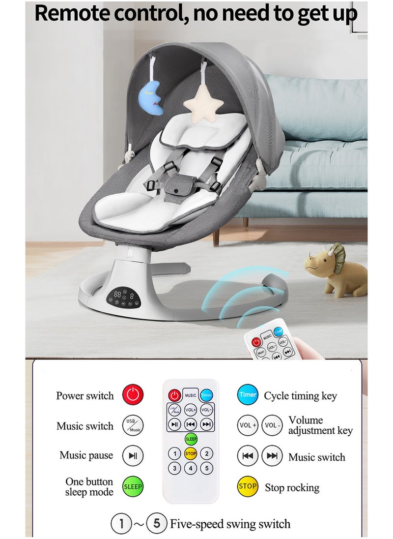ibsun - Electric Baby Swing for Infants, Baby Rocker for Infants with 5 Speeds, 8 Lullabies, Adapter & Battery Operated, Remote Control - Image 1