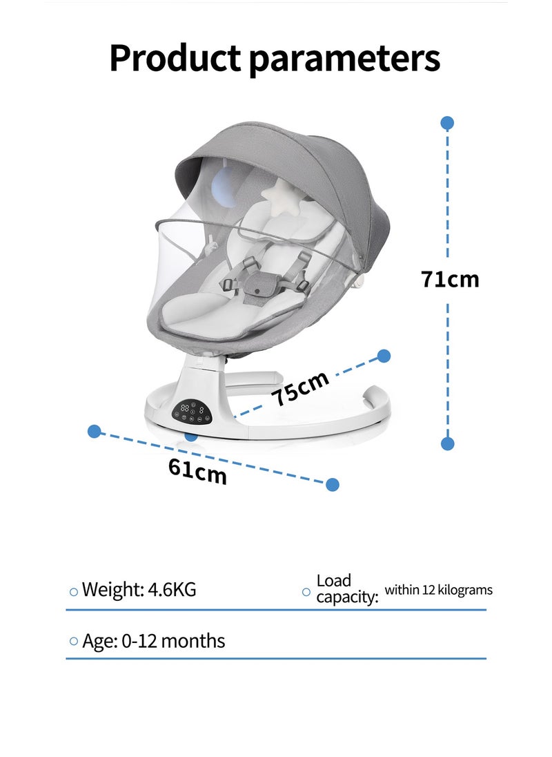 ibsun - Electric Baby Swing for Infants, Baby Rocker for Infants with 5 Speeds, 8 Lullabies, Adapter & Battery Operated, Remote Control - Image 1