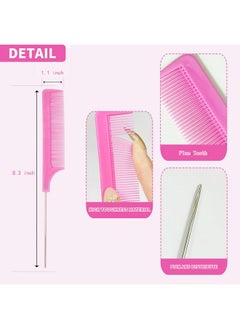 ZYOUNG 20 Pcs Hair Rat Tail Combs Parting Rattail Combs Teasing Fine Tooth Comb Metal Hair Pick Detangling Combs Set For Women  - Image 2