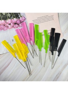 ZYOUNG 20 Pcs Hair Rat Tail Combs Parting Rattail Combs Teasing Fine Tooth Comb Metal Hair Pick Detangling Combs Set For Women  - Image 4
