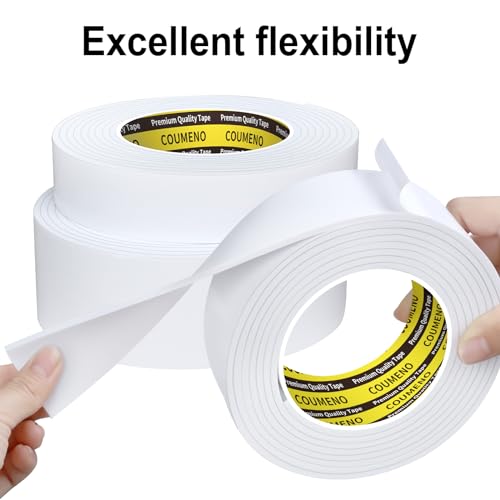 COUMENO Single-Sided Adhesive EVA Foam Tape 1inX10FT,White Foam Weather Stripping,Door Seal & Window Insulation Tape,Waterproof Sound Proof Seal Strip for Doors,Windows,Garage Door & Gap Sealing - Image 3