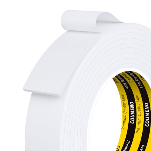 COUMENO Single-Sided Adhesive EVA Foam Tape 1inX10FT,White Foam Weather Stripping,Door Seal & Window Insulation Tape,Waterproof Sound Proof Seal Strip for Doors,Windows,Garage Door & Gap Sealing - Image 1