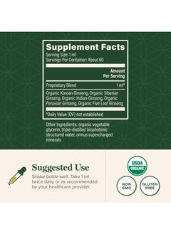 global healing center Global Healing Ginseng - Organic Raw Herbal Extract - Liquid Panax Ginseng Supplement Drop Promotes Energy - Korean Ginseng, Siberian Ginseng, Maca, Ashwagandha - Non-GMO - 2 Fl Oz  - Image 3